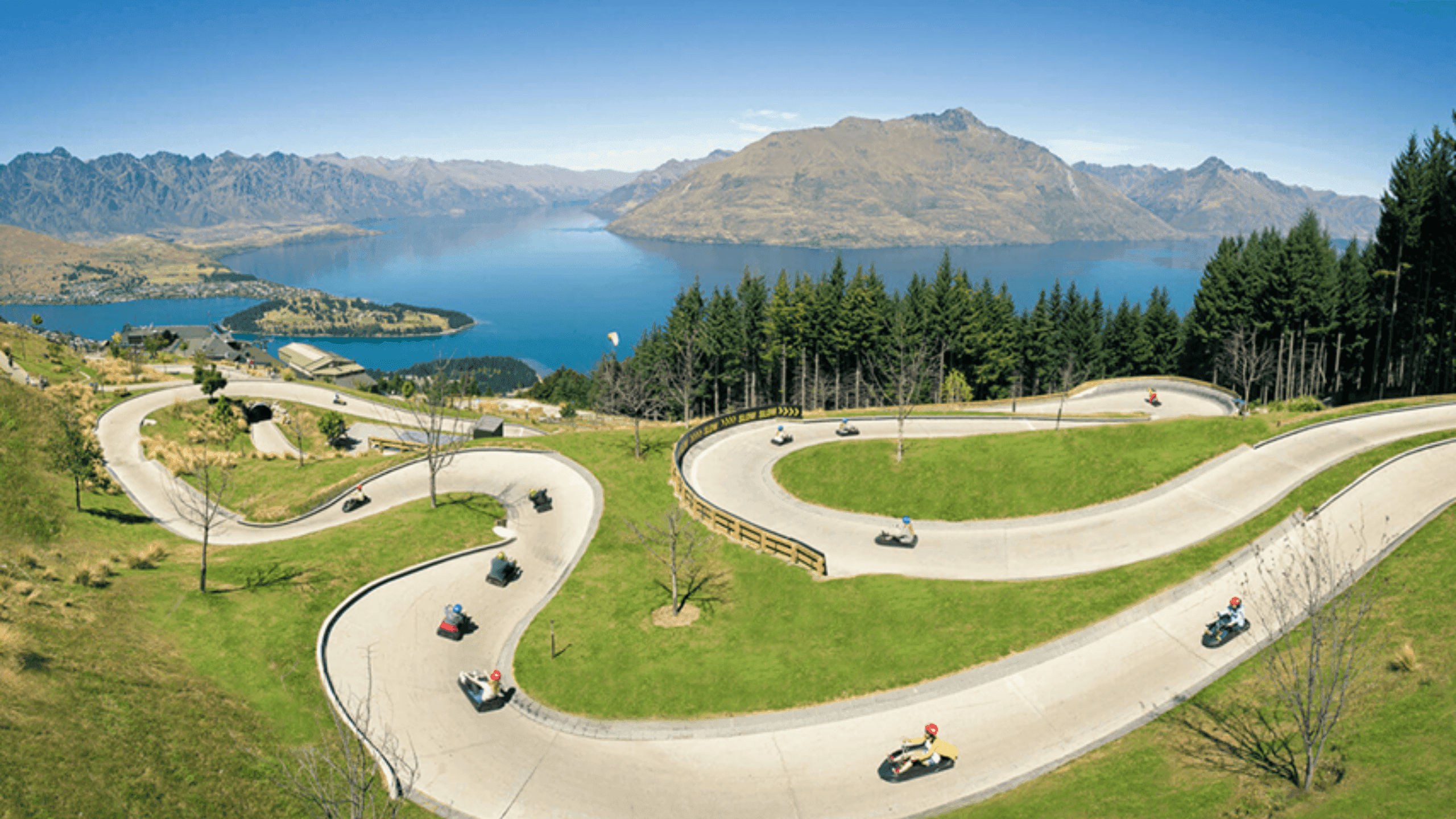Aerial view of the Queenstown luge track