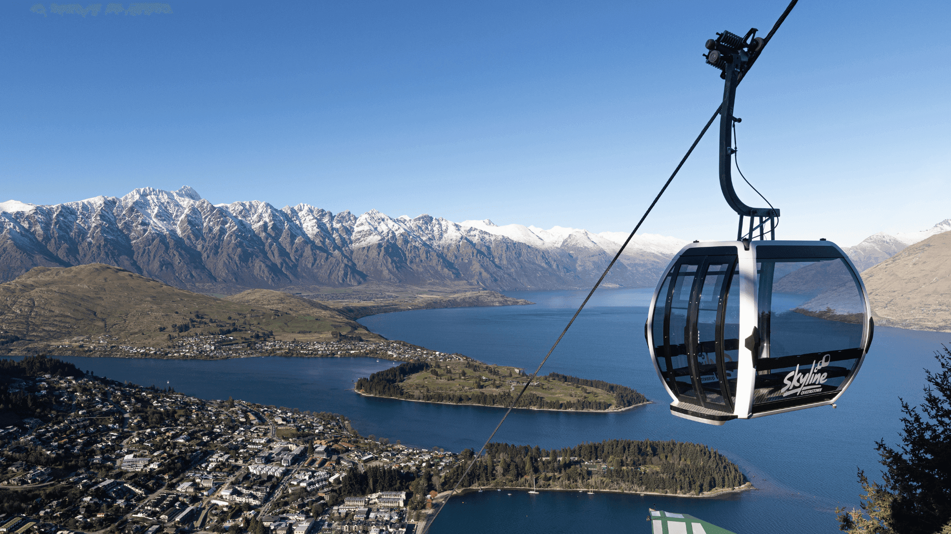 Beautiful landscape image of the Gondola with mountains in the background