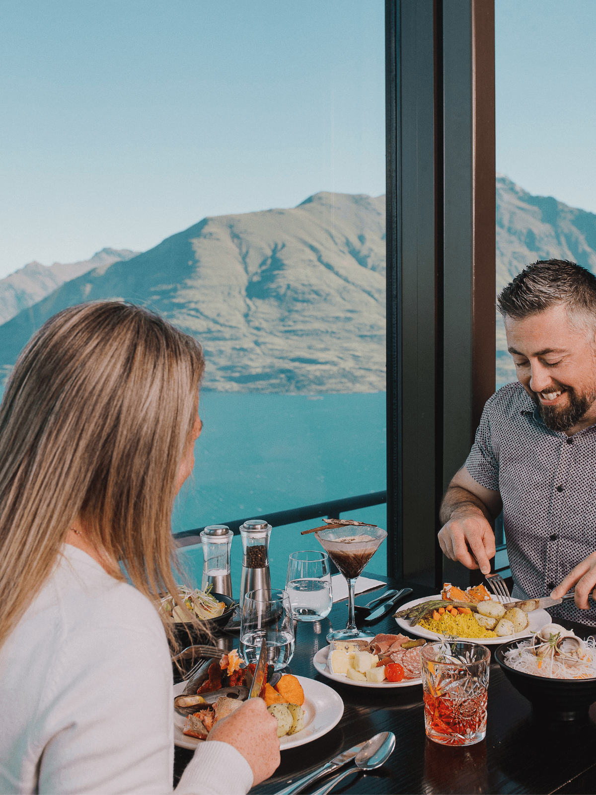Couple having dinner at the Queenstown Skyline Restaurant