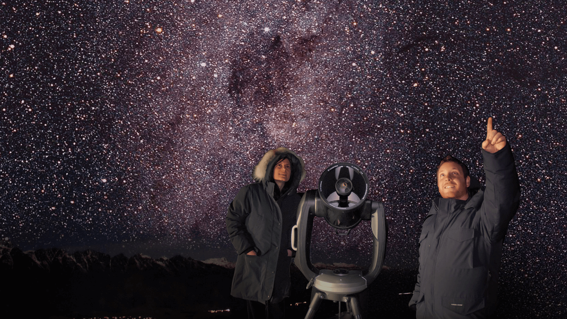Image of people looking at the sky stargazing