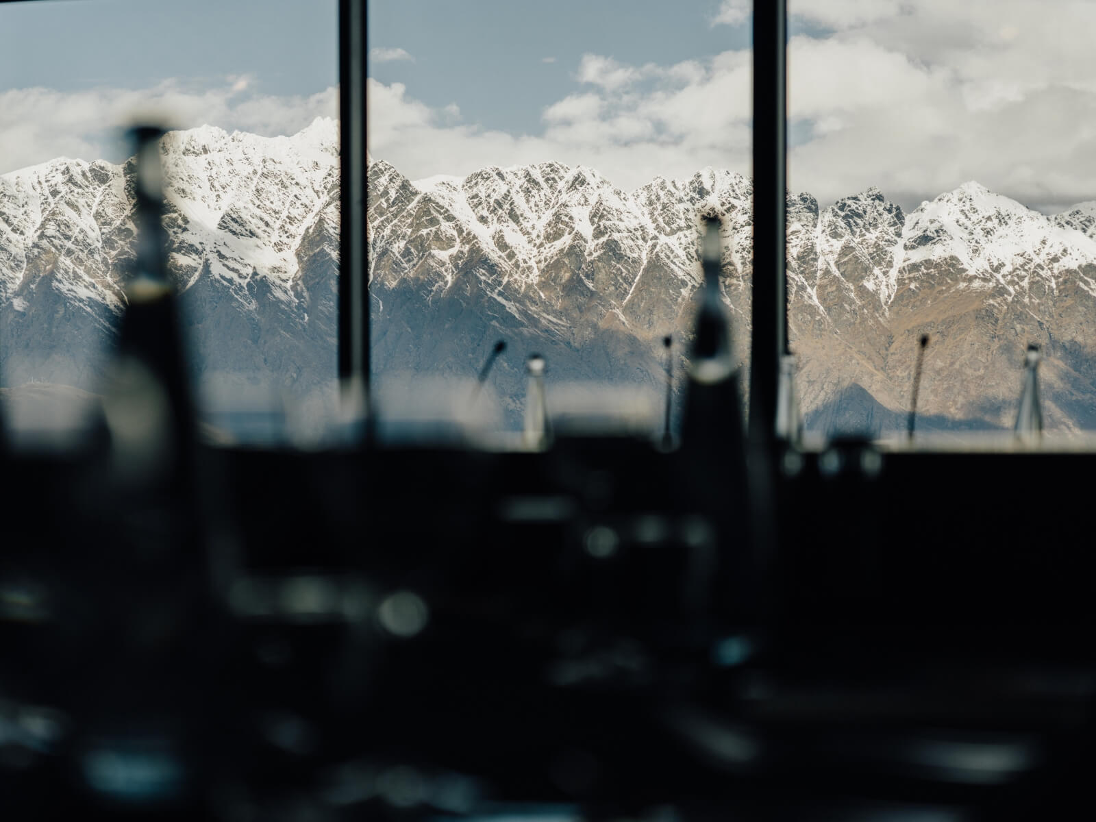 View from Stratosfare with drinks blurred in the foreground